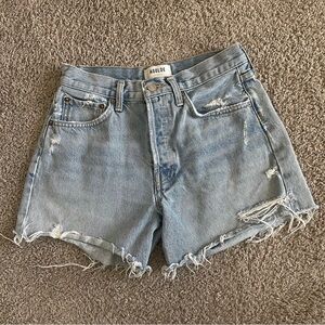 AGOLDE Parker Long Distress Frayed Denim Jean Shorts